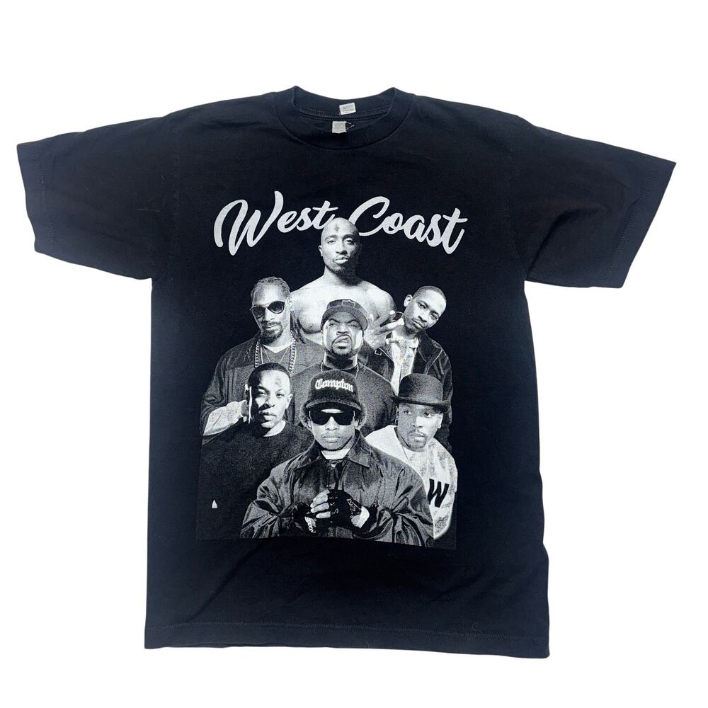 Hip Hop West Coast Rappers T Shirt Small Black Snoop 2Pac Dre Y2K Eazy-E